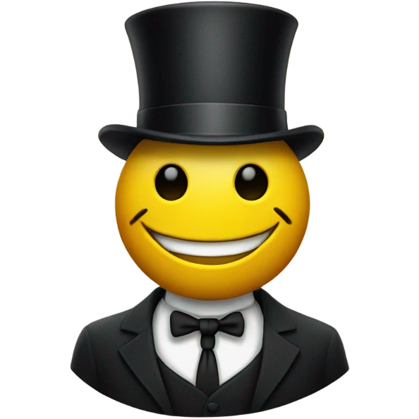 Smiley with a top hat emoji