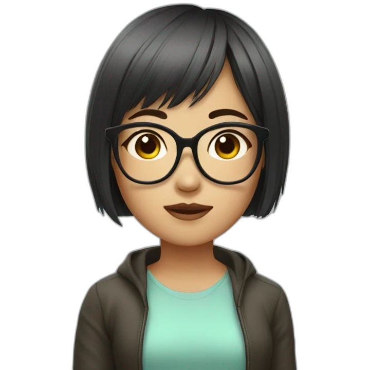 wearing glasses,bangs,Chinese girl,short hair emoji