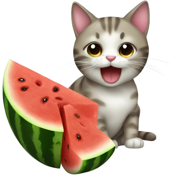 Cat eating watermelon emoji
