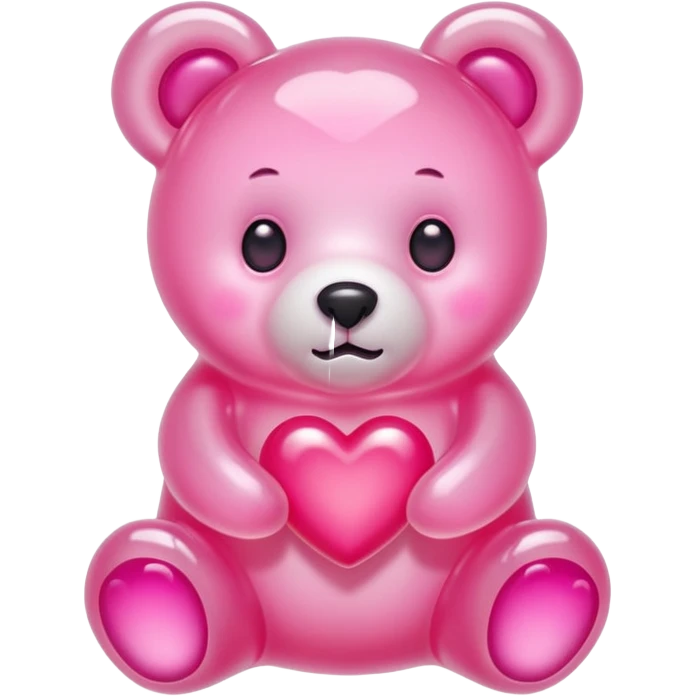 White jelly bear in the shape of a [unclear] with large pink heart-shaped eyes emoji