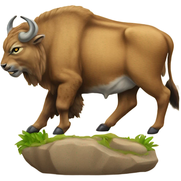 A bobcat peeing on a bison emoji