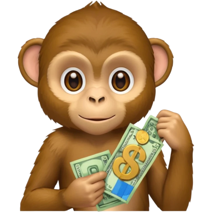 monkey holding money on shoudure emoji