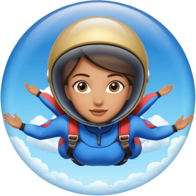 Skydiving girl with parachute and UFO blue emoji