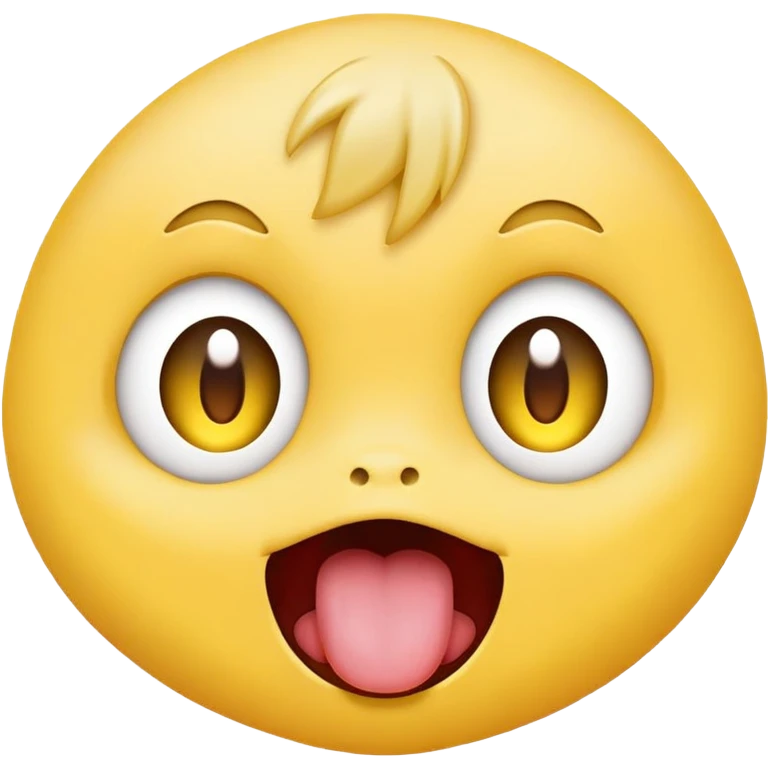Cute little emoji with cross-eyed derpy face and tongue sticking out emoji