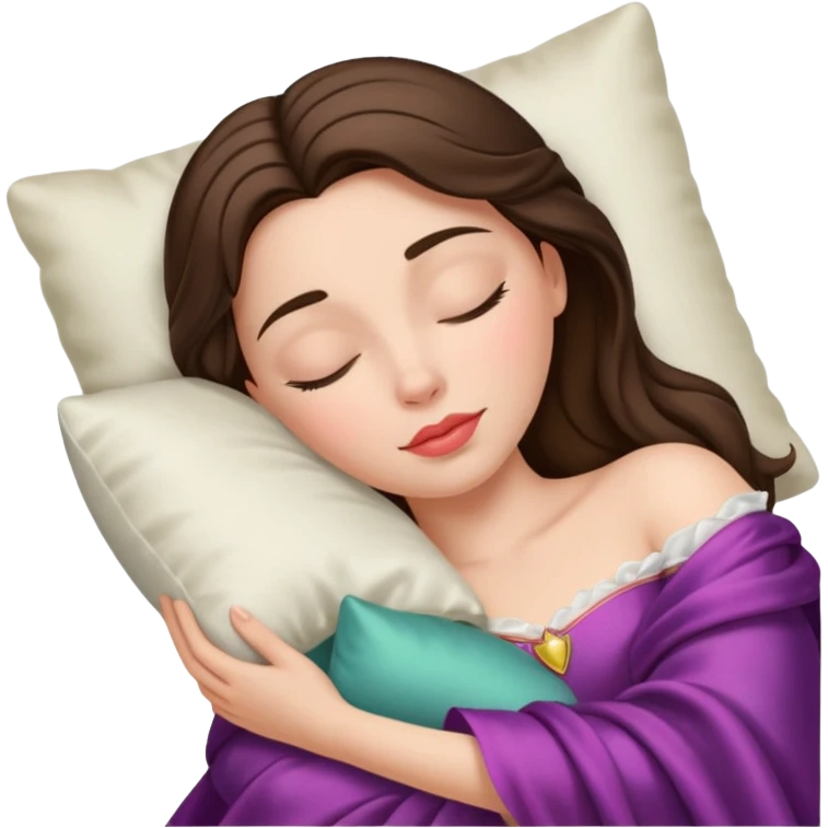 sleeping beauty brunette white girl with a silk pillow emoji