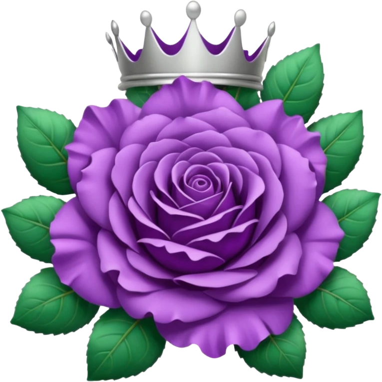 Purple rose with silver crown and a leaf wreath emoji