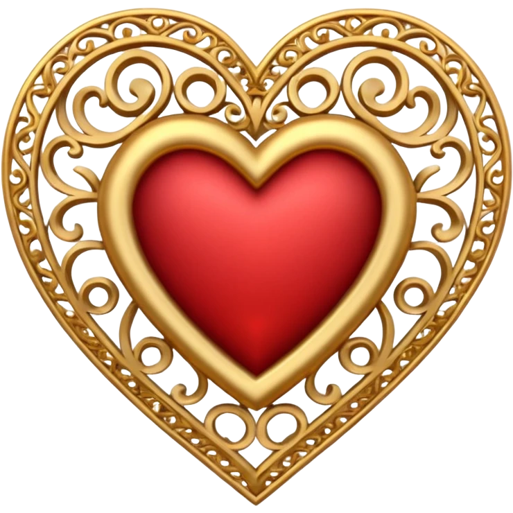 filigree valentine heart design, 3D, very detailed, empty center emoji
