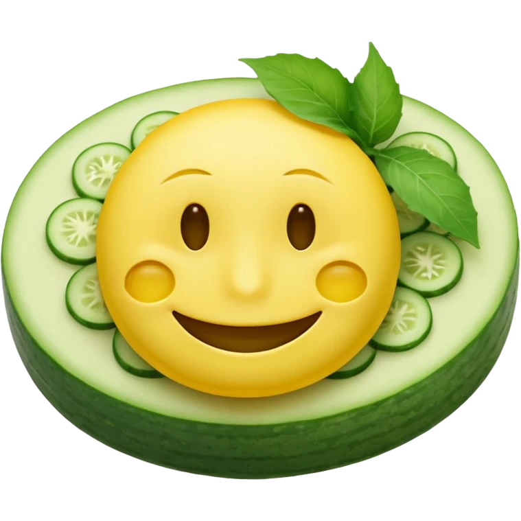 resting yellow smiley face with cucumbers slices over each of its eyes as if it was in a spa emoji