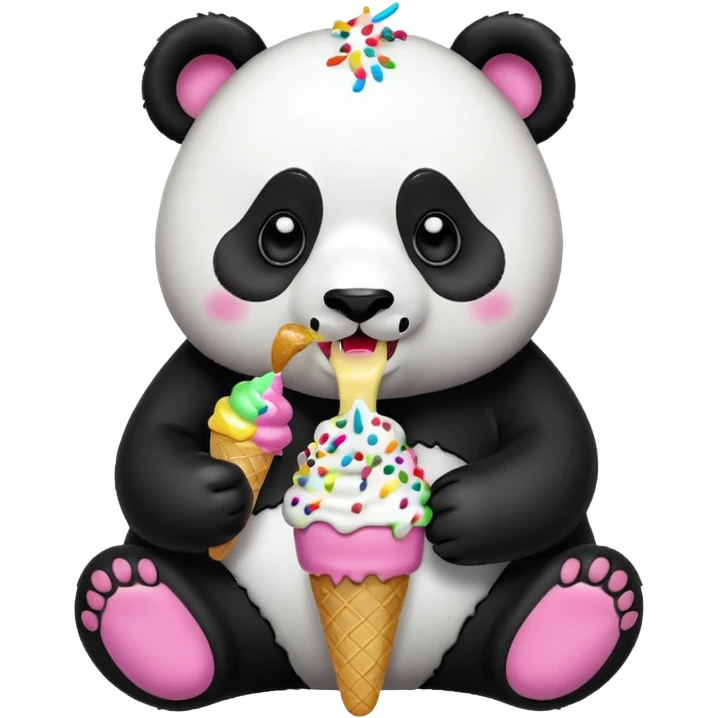 Panda eating ice cream emoji