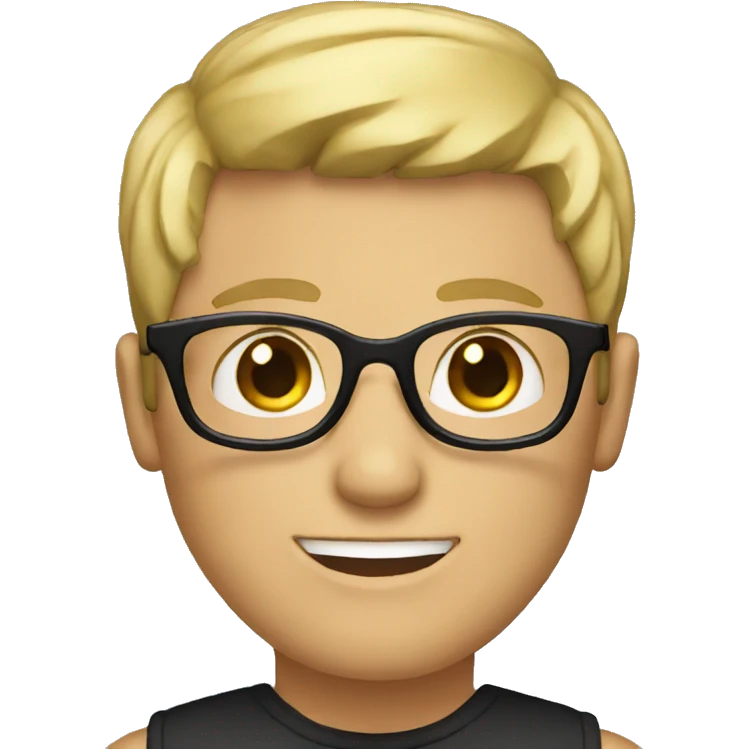men with black round glasses and blond hairs and blue eyes emoji