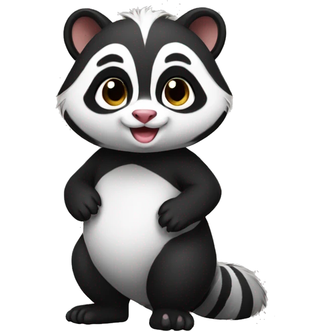 Cute skunk-panda-raccoon-ferret-cat-hybrid full body emoji