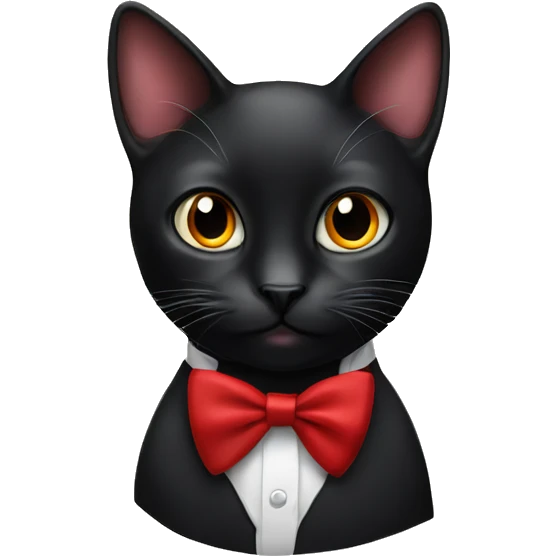 black cat with a red bow tie emoji