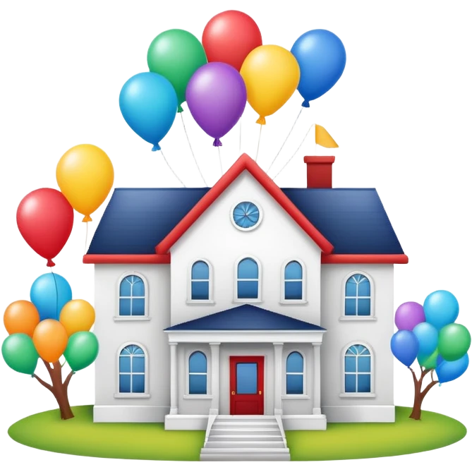 white house with balloons on top emoji