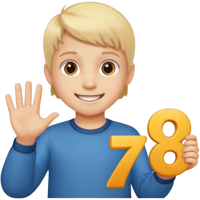 A Lil kid holding 6 7 on emoji