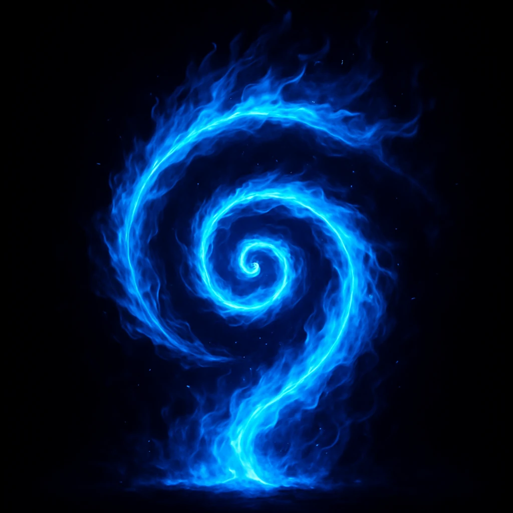 a spiral-shaped flame made of blue fire, glowing, dynamic, visually striking emoji