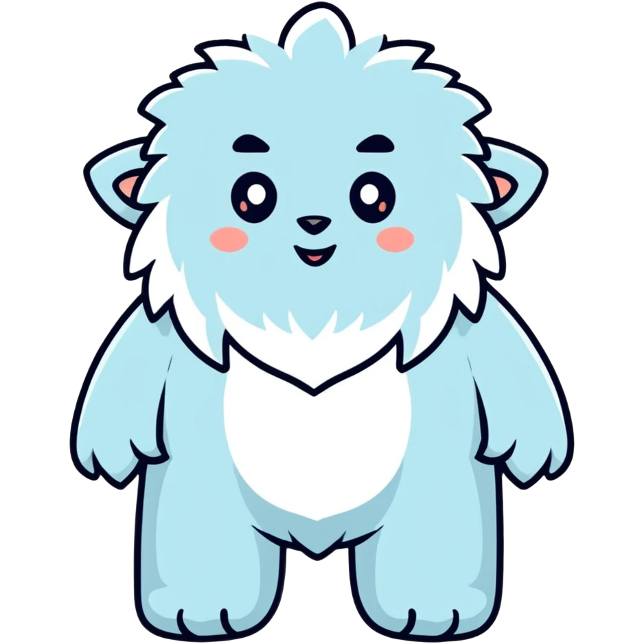 cute yeti with big feet and fur emoji