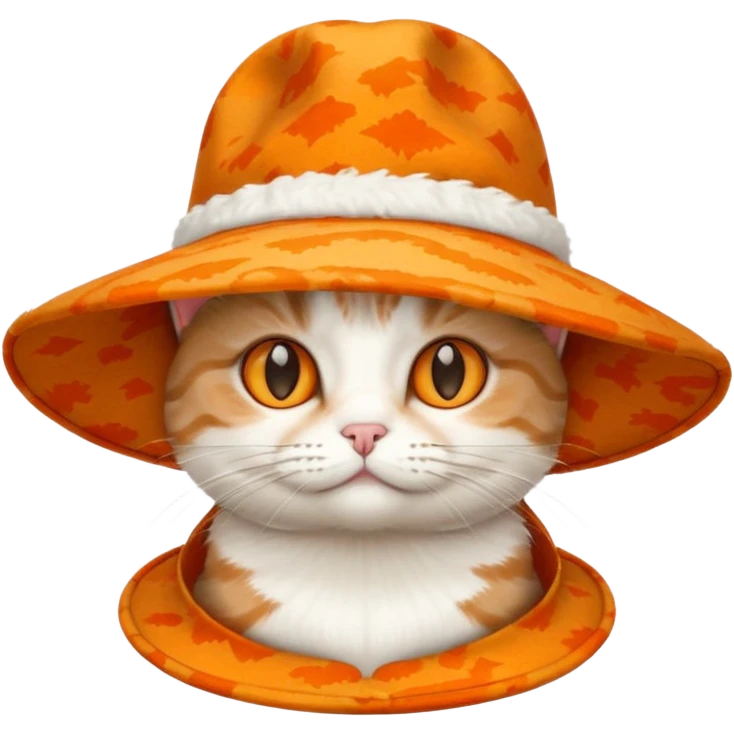 cat sitting inside a large hat emoji