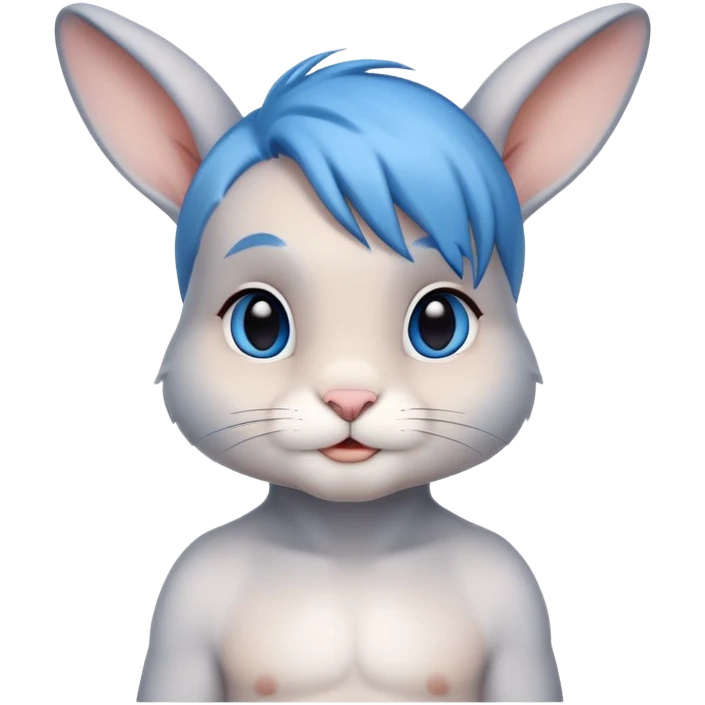 pretty easter boy bunny with blue hair emoji