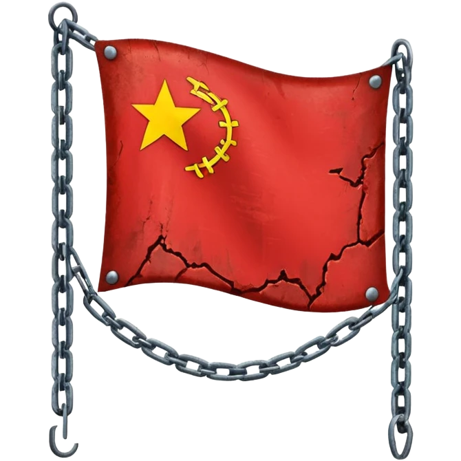 red flag with chainsmaking a square in his center emoji