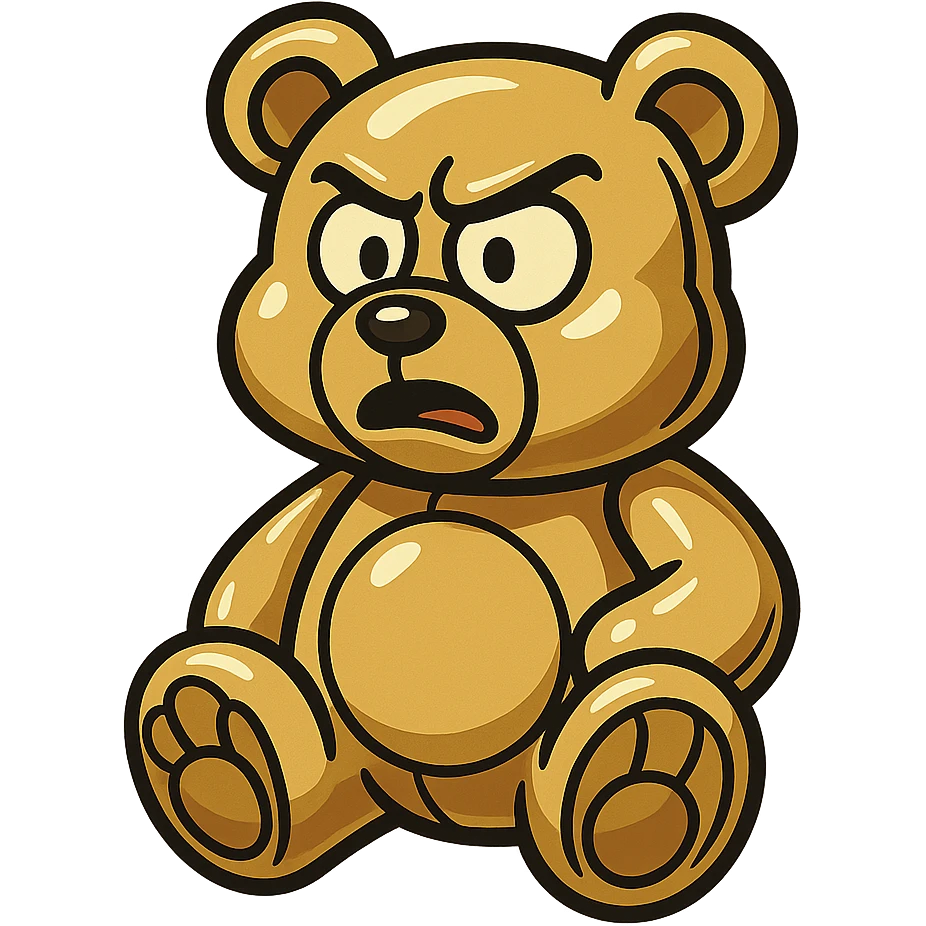 gold teddybear, metallic, shiny, icon emoji