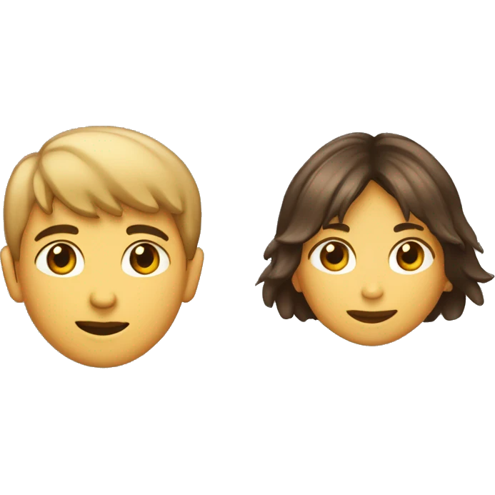 Niño y niña de 8 años, el niño pelo castaño claro y la niña pelo castaño oscuro rizado emoji