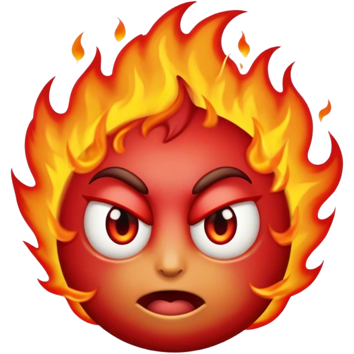 Combine the red ogre emoji, the hot emoji, and the eyes looking emoji into a new emoji with an aroused, but curiously nervous expression on its face emoji