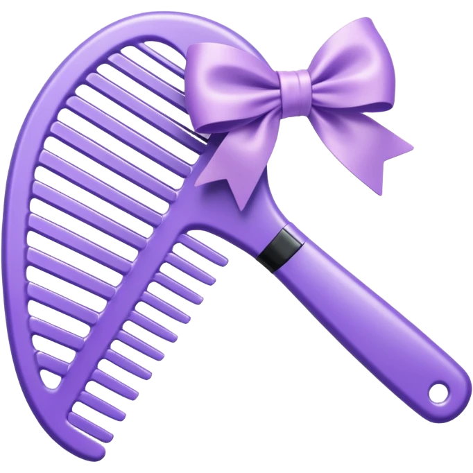 pastel purple styling comb in ios emoji style with a bow emoji