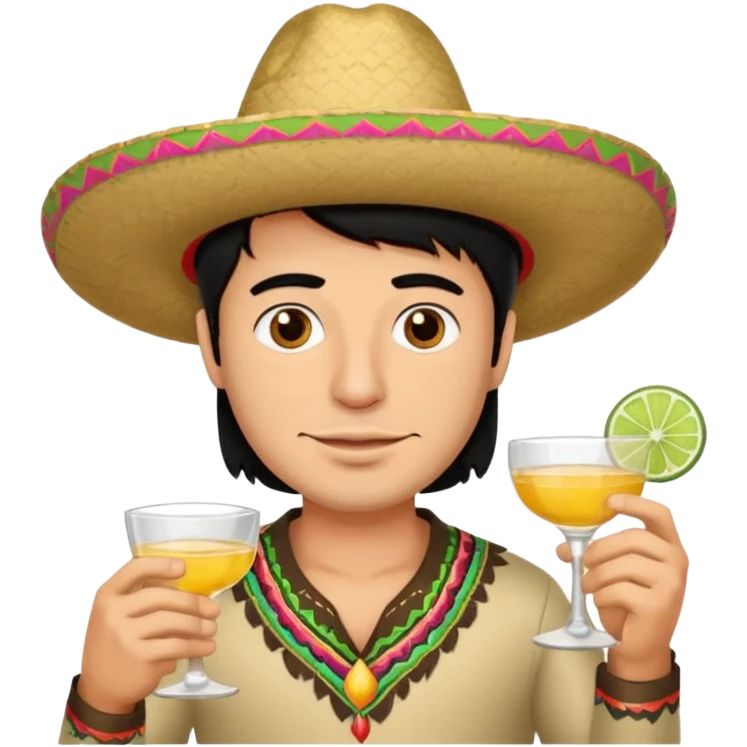 Guy with black hair brown eyes drinking tequila emoji