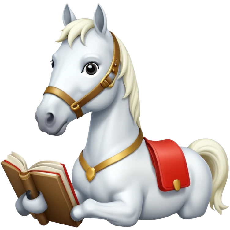 white horse with book emoji