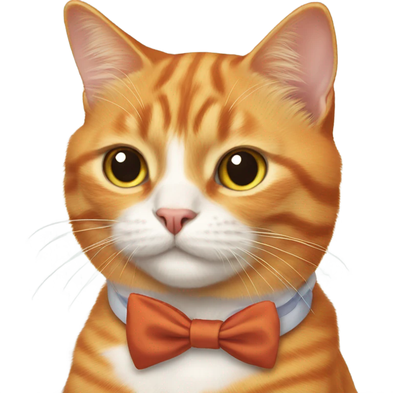 orange cat wearing a bow tie emoji