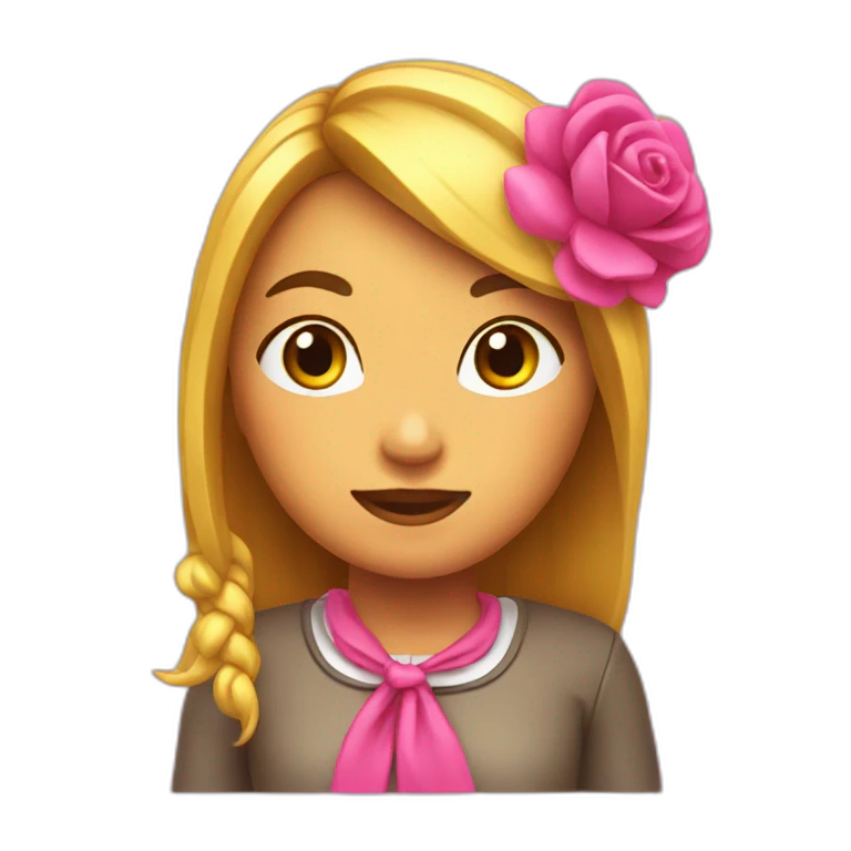 Chica con lazo rosa emoji