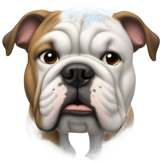 Bulldog sniffing snow into his nose emoji