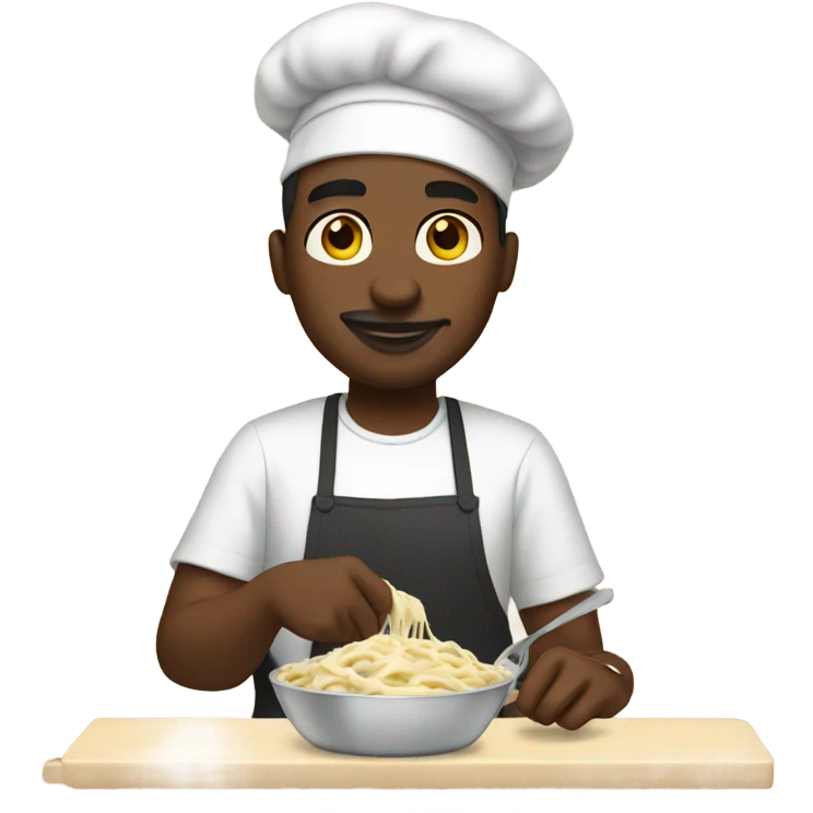 black man making chicken alfredo  emoji