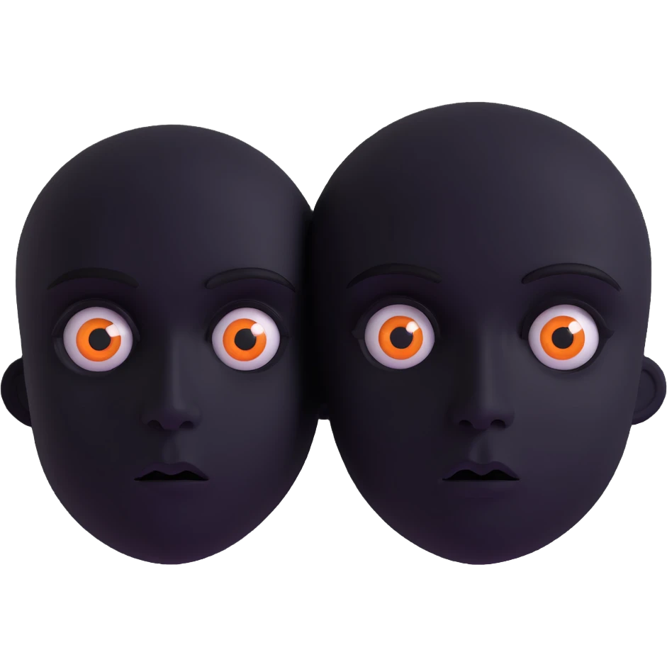 a shadowy black face, no mouth, two haunting eyes that stare deeply, eerie atmosphere emoji
