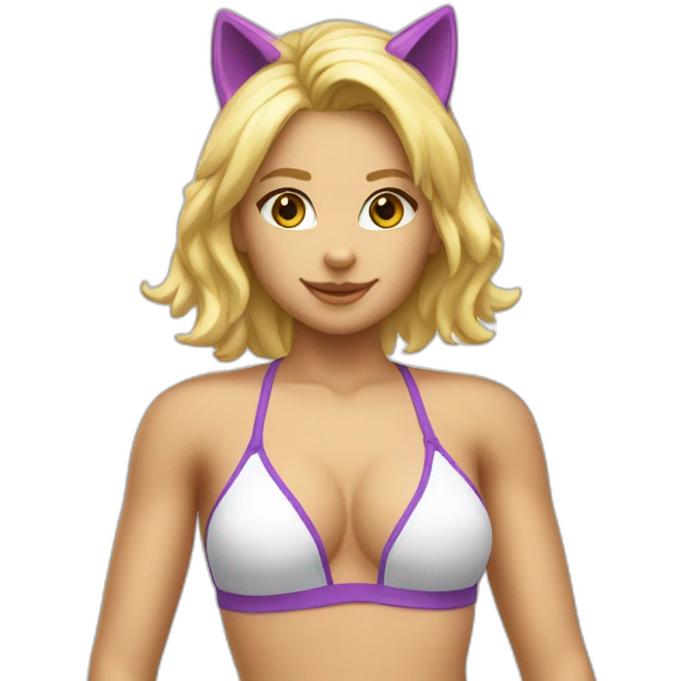 hot catgirl blonde swim suit emoji