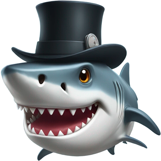Shark with a top hat rambo emoji