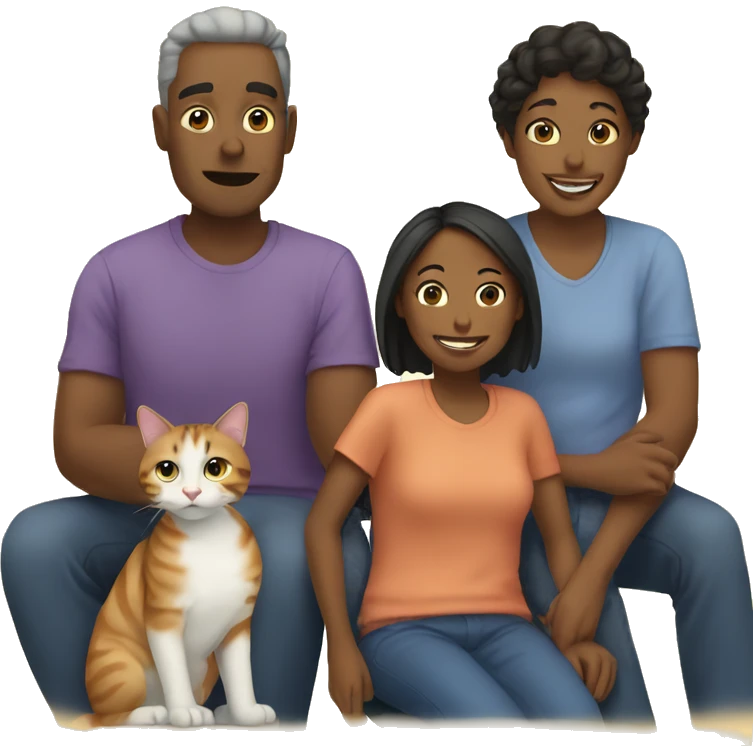 Family of 2 people and 2 cats emoji