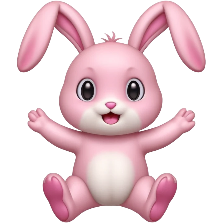 Exited pink bunny, kawaii chibi fluffy ears and body jumping of excitement  emoji