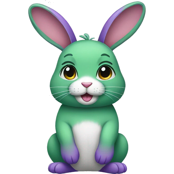 Female green and purple rabbit emoji