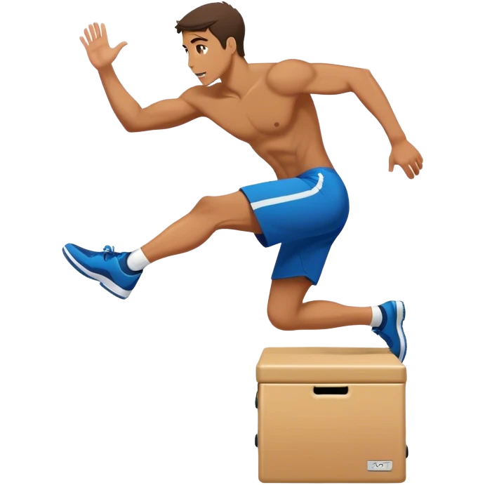 man jump onto plyo-box side-view emoji