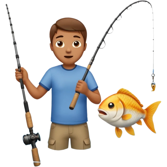 Fish jumping out of the lake and biting a guy emoji