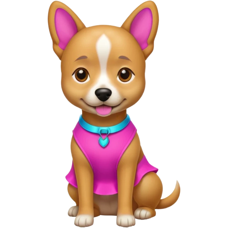 DOG wearring neon fashion dress emoji