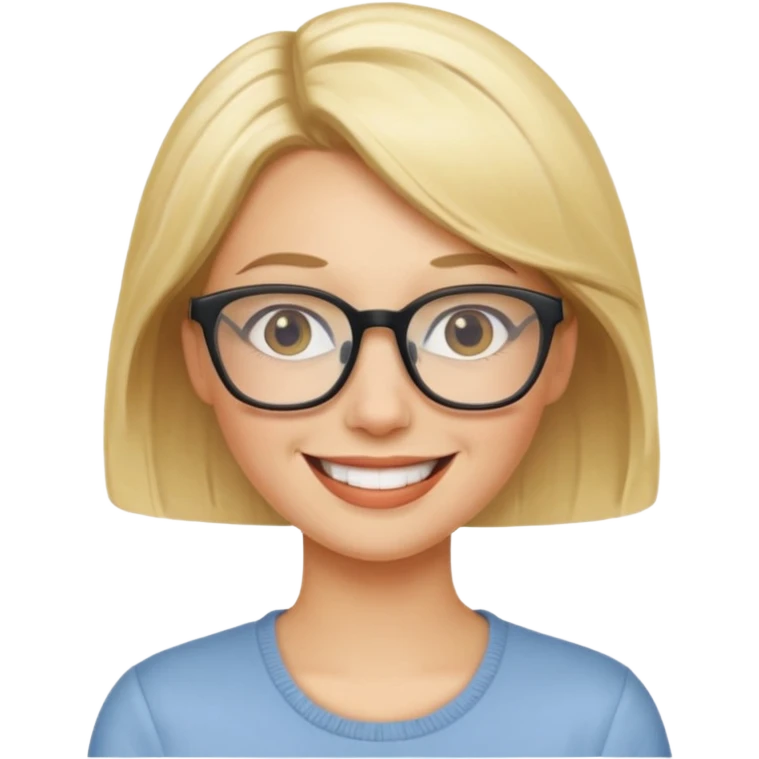 mulher loira com oculos emoji
