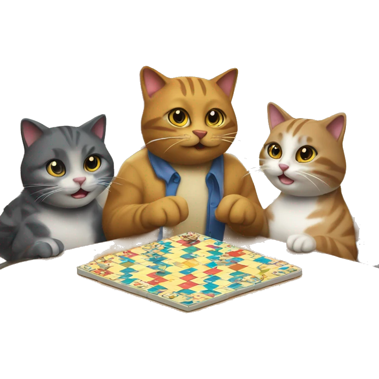 cats playing a board game at a birthday party emoji