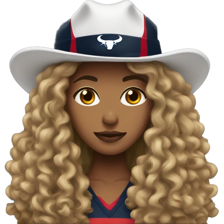 HOUSTON TEXANS hat woman with long curly hair  emoji