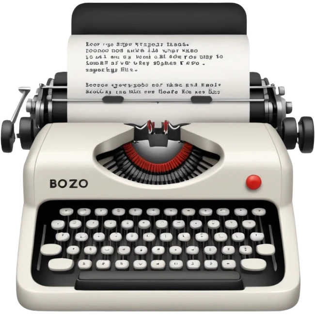 Typewriter typing on paper that says bozo emoji