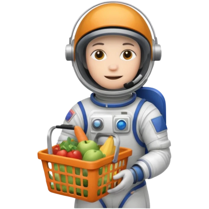 astronauta con canasta para hacer compras vacía emoji