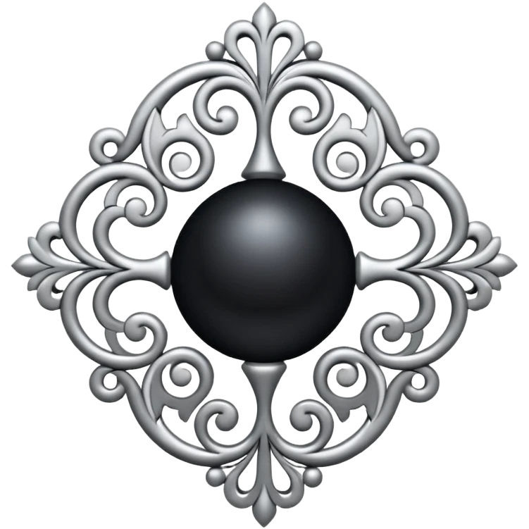 Black and silver filigree, 3D, extremely detailed design emoji