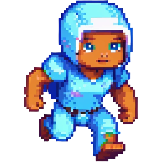 pixel art of a Minecraft baby sprinting, blocky body, big eyes, energetic pose, motion blur emoji
