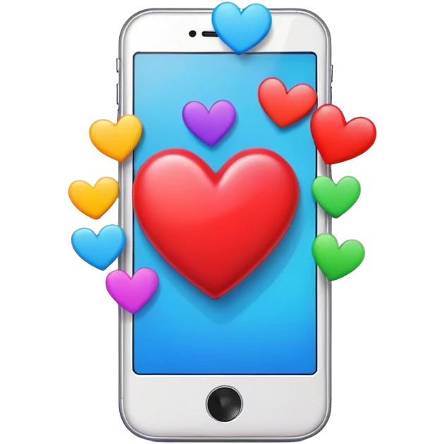  smartphone showing a colorful social media post with a heart and image icon emoji